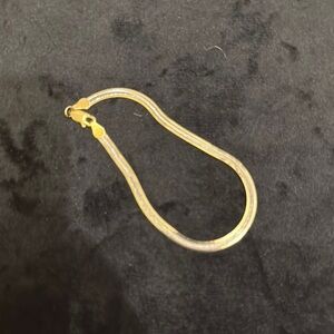 Italian 24 KT Gold over Sterling Silver Elegant Herringbone Bracelet
